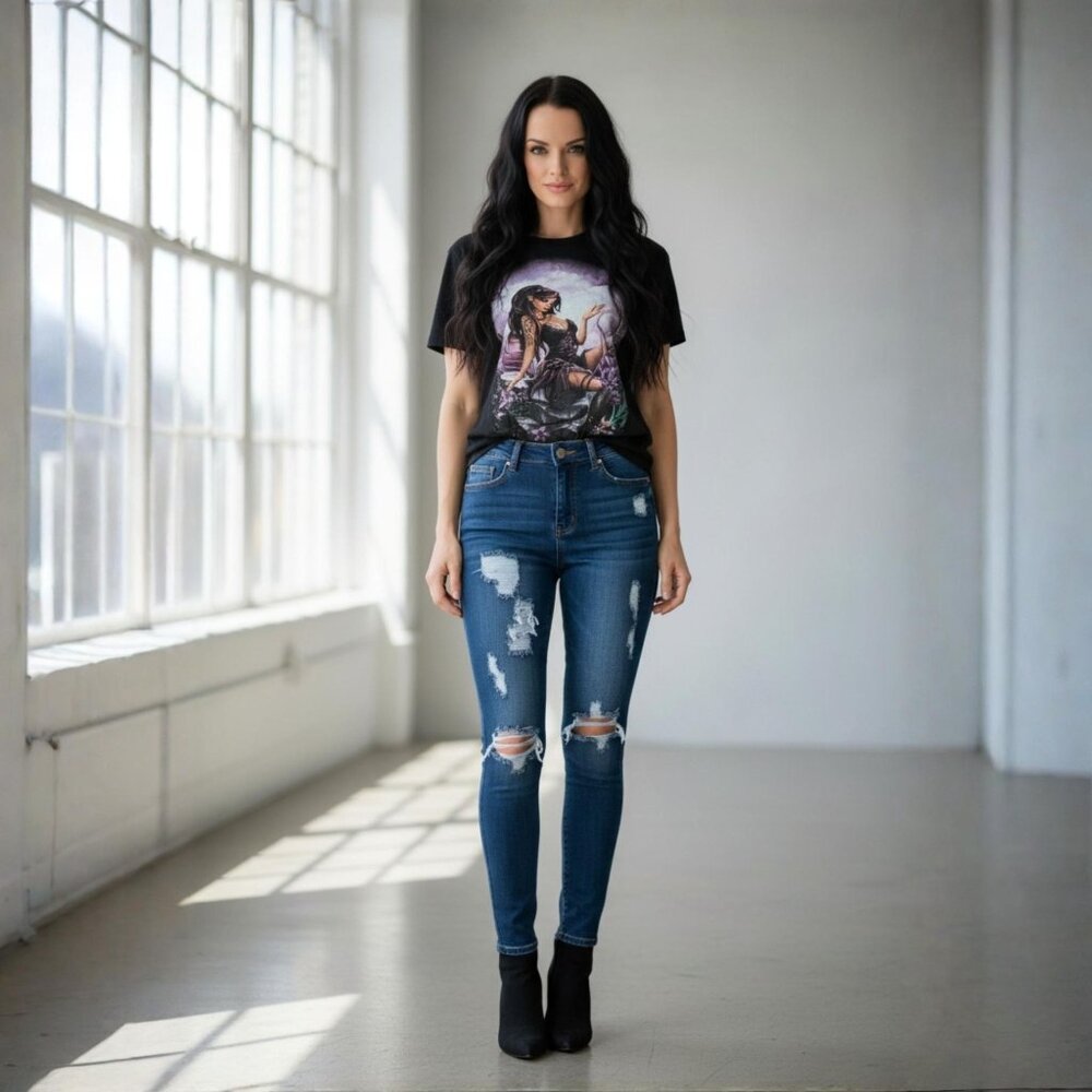 Fashion Nova ✦ Distressed Skinny Jeans ✦ High Waist Blue Cotton Blend Denim Sz 3